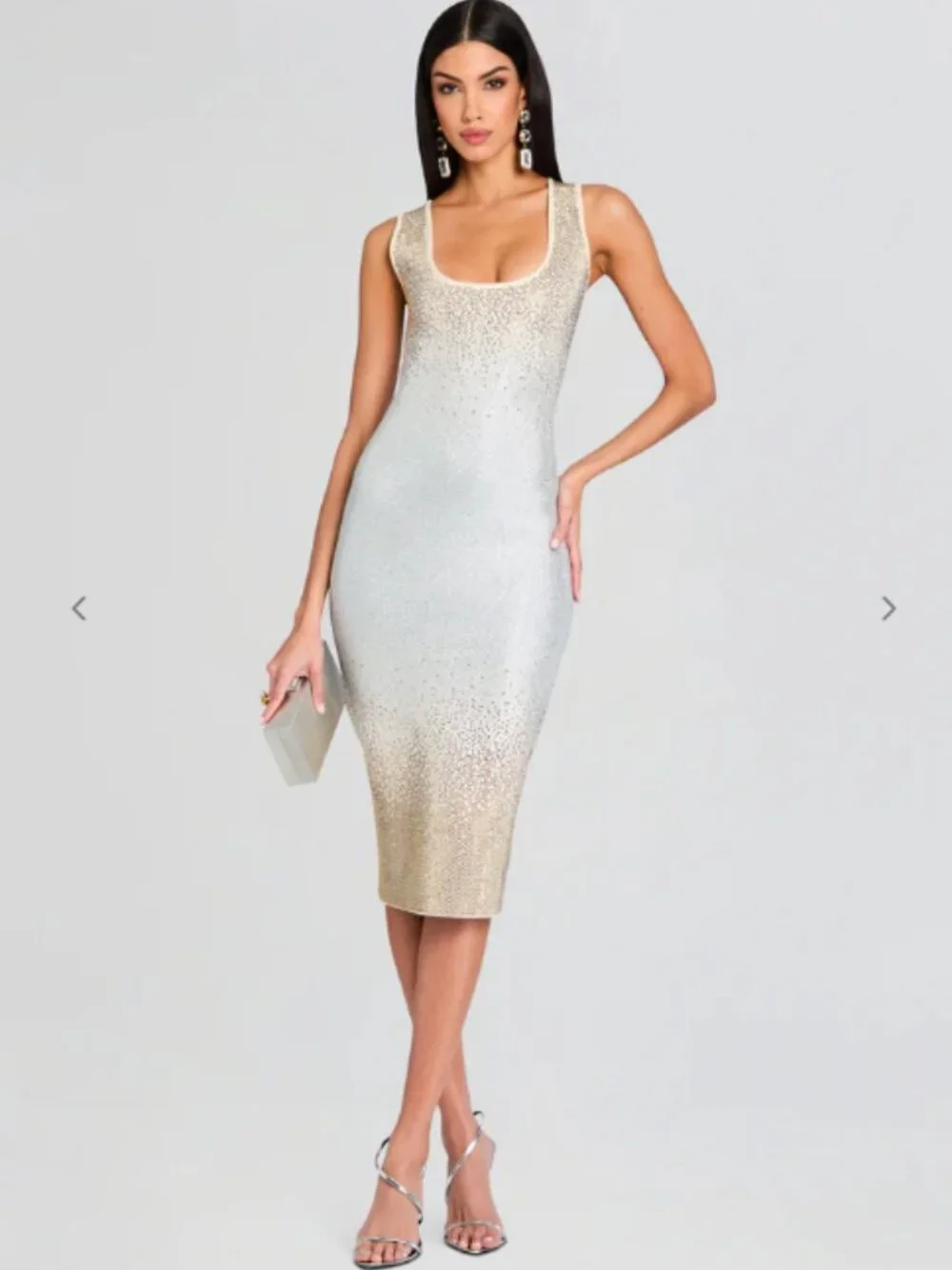retrofete Essie Embellished Dress in Winter White & Silver L MSRP $598.00 - Picture 2 of 2